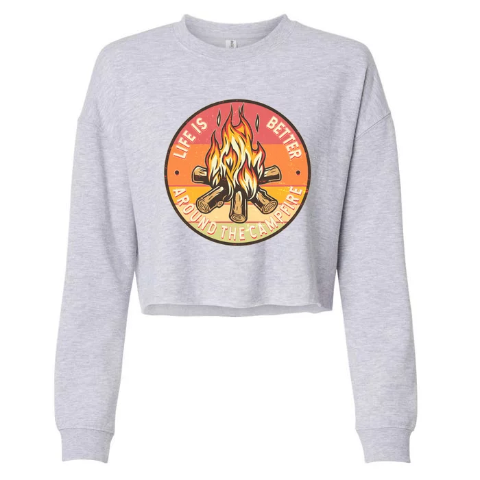 Vintage Life Is Better Around The Campfire Emblem Cropped Pullover Crew