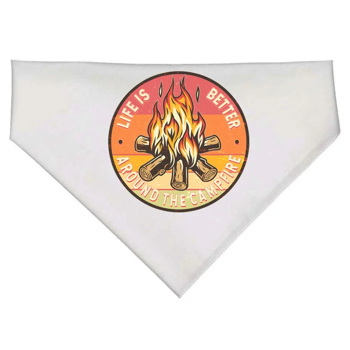 Vintage Life Is Better Around The Campfire Emblem USA-Made Doggie Bandana