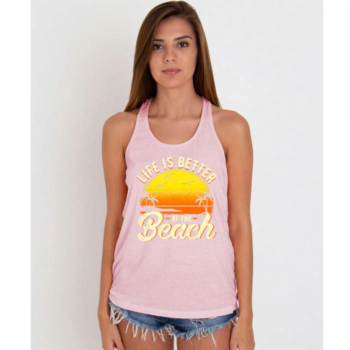 Vacation Life Is Better At The Beach Souvenir Cool Gift Women's Knotted Racerback Tank