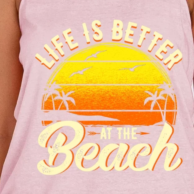 Vacation Life Is Better At The Beach Souvenir Cool Gift Women's Knotted Racerback Tank