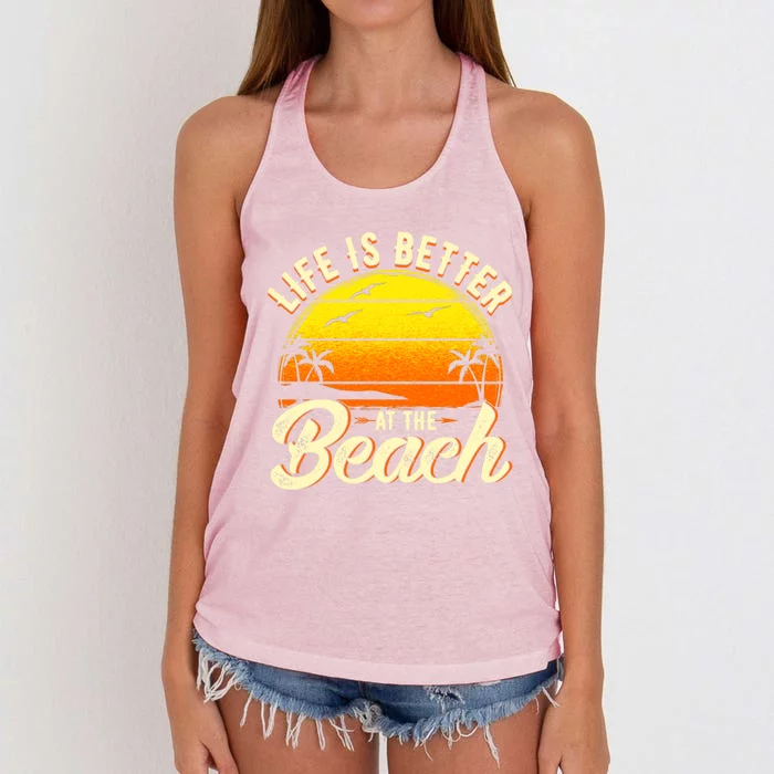 Vacation Life Is Better At The Beach Souvenir Cool Gift Women's Knotted Racerback Tank