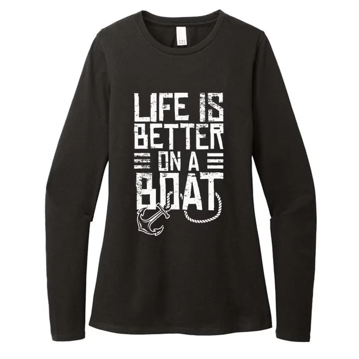 Vintage Life Is Better On A Boat Gift Sailing Fishing Womens CVC Long Sleeve Shirt