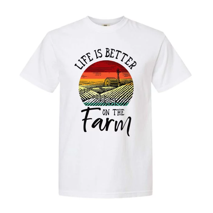 Vintage Life Is Better On The Farm Field Funny Famer Garment-Dyed Heavyweight T-Shirt