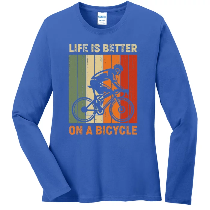 Vintage Life Is Better On A Bicycle Ladies Long Sleeve Shirt