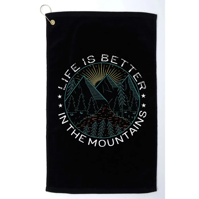 Vintage Life Is Better In The Wood Mountains Camping Platinum Collection Golf Towel