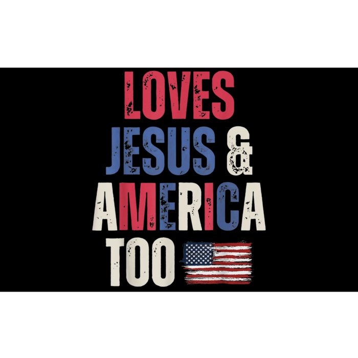 Vintage Loves Jesus And America Too Patriotic Proud USA Flag Bumper Sticker