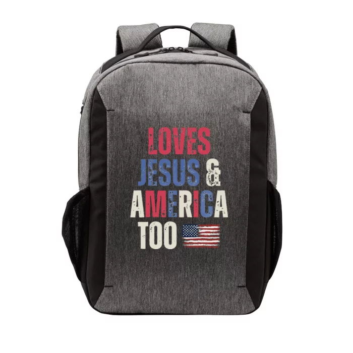 Vintage Loves Jesus And America Too Patriotic Proud US.Flag Vector Backpack