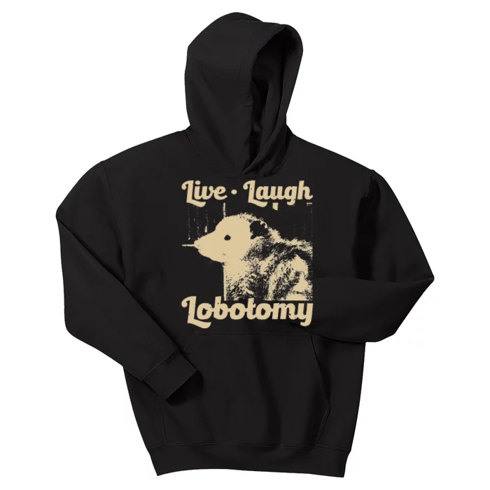 Vintage Live Laugh Lobotomy Lobotomies Retro Opossum Lovers Kids Hoodie