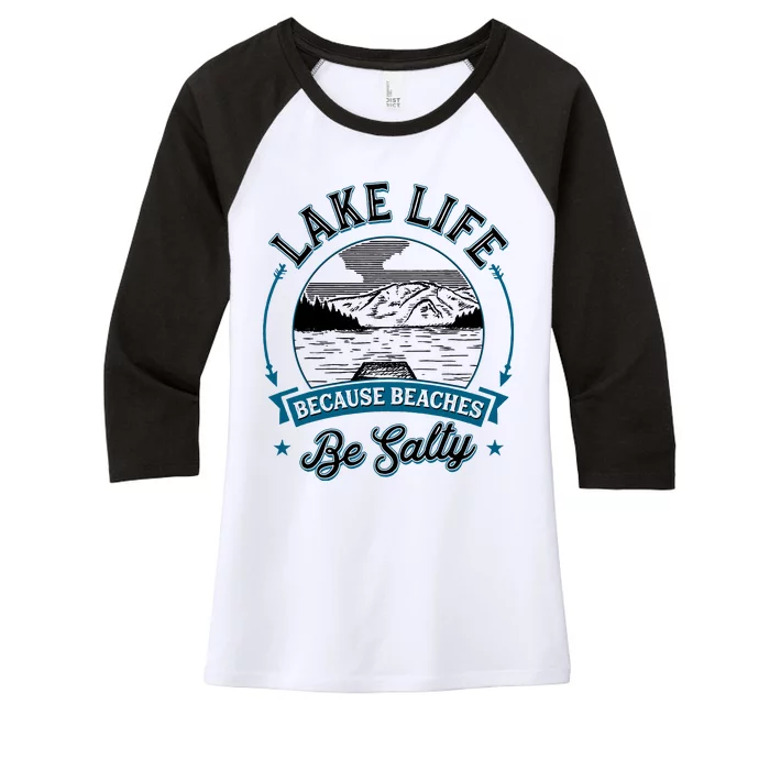 Vintage Lake Life Because Beaches Be Salty Women's Tri-Blend 3/4-Sleeve Raglan Shirt