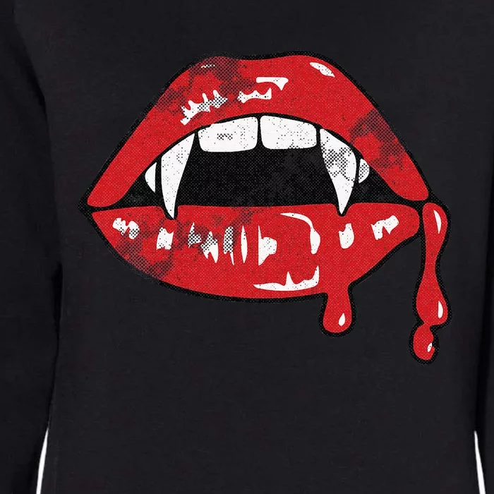 Vampire Lips Lazy Halloween Costume Blood Fangs Womens California Wash Sweatshirt