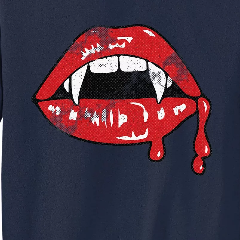 Vampire Lips Lazy Halloween Costume Blood Fangs Tall Sweatshirt