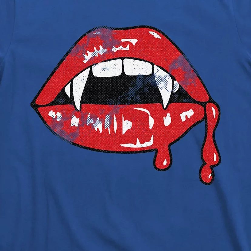 Vampire Lips Lazy Halloween Costume Blood Fangs T-Shirt