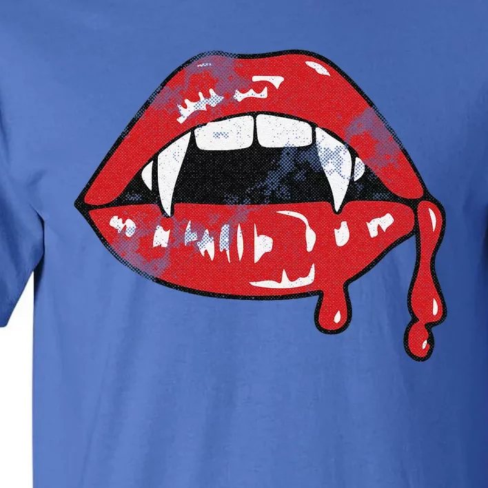 Vampire Lips Lazy Halloween Costume Blood Fangs Tall T-Shirt