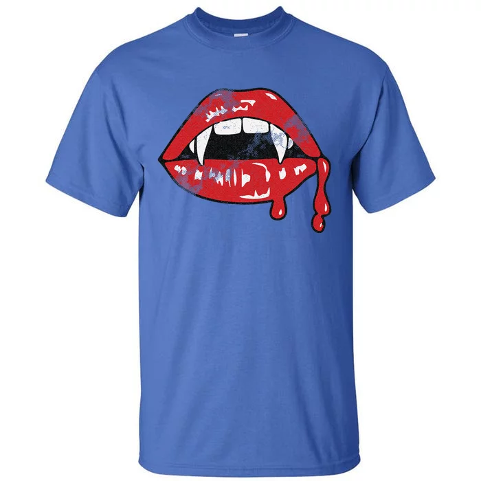 Vampire Lips Lazy Halloween Costume Blood Fangs Tall T-Shirt