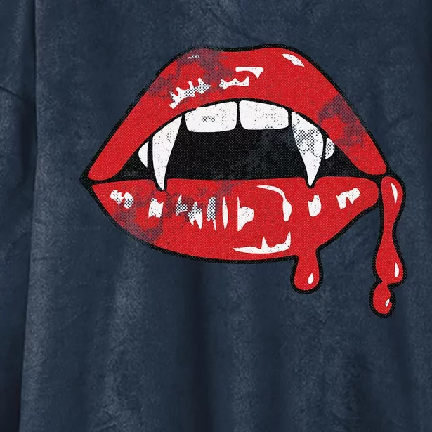 Vampire Lips Lazy Halloween Costume Blood Fangs Hooded Wearable Blanket