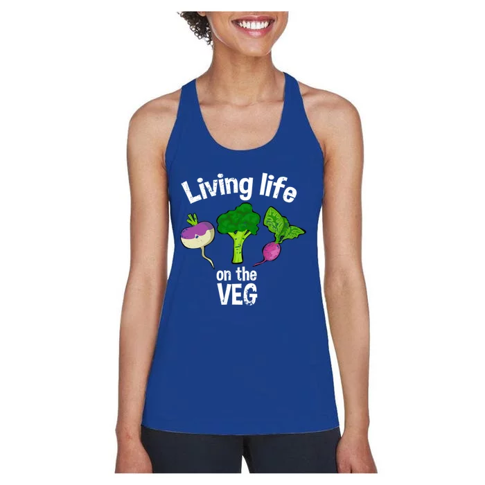 Vegan Living Life On The Veg Graphic Vegetable Meaningful Gift Women's Racerback Tank