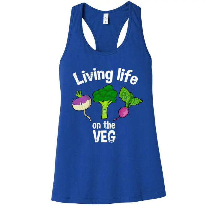 Vegan Living Life On The Veg Graphic Vegetable Meaningful Gift Women's Racerback Tank