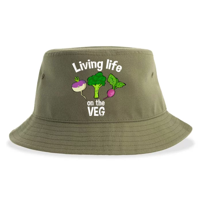 Vegan Living Life On The Veg Graphic Vegetable Meaningful Gift Sustainable Bucket Hat