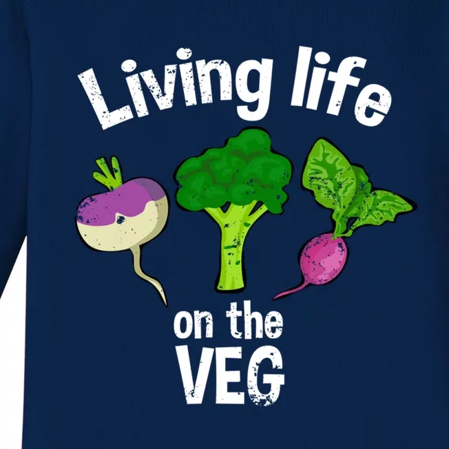 Vegan Living Life On The Veg Graphic Vegetable Meaningful Gift Baby Long Sleeve Bodysuit