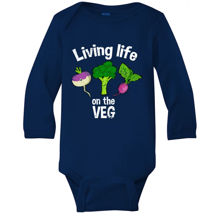 Vegan Living Life On The Veg Graphic Vegetable Meaningful Gift Baby Long Sleeve Bodysuit