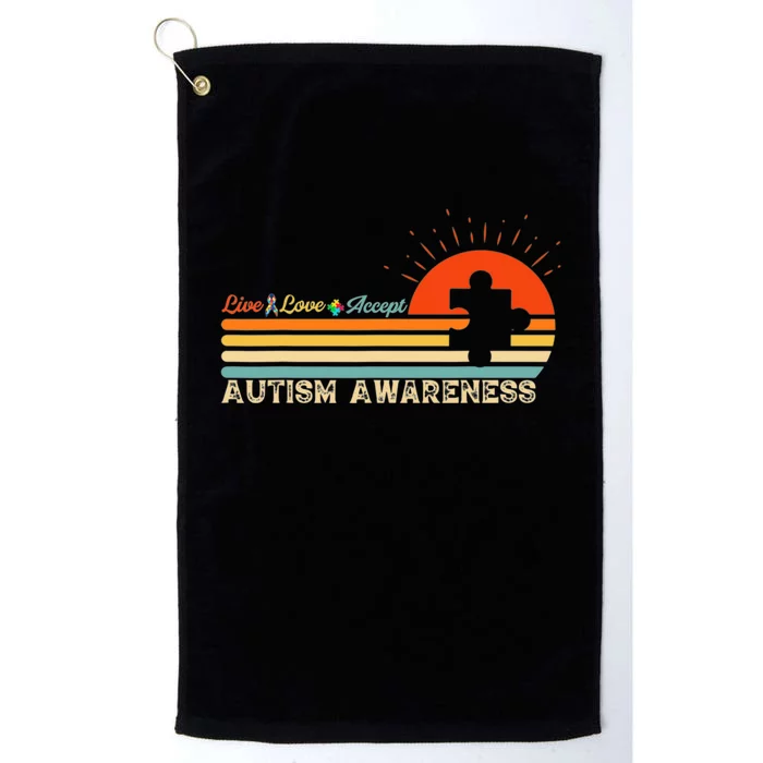 Vintage Live Love Accept Autism Puzzle Autism Awareness Platinum Collection Golf Towel