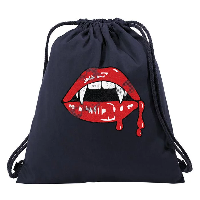 Vampire Lips Lazy Halloween Costume Blood Fangs Drawstring Bag