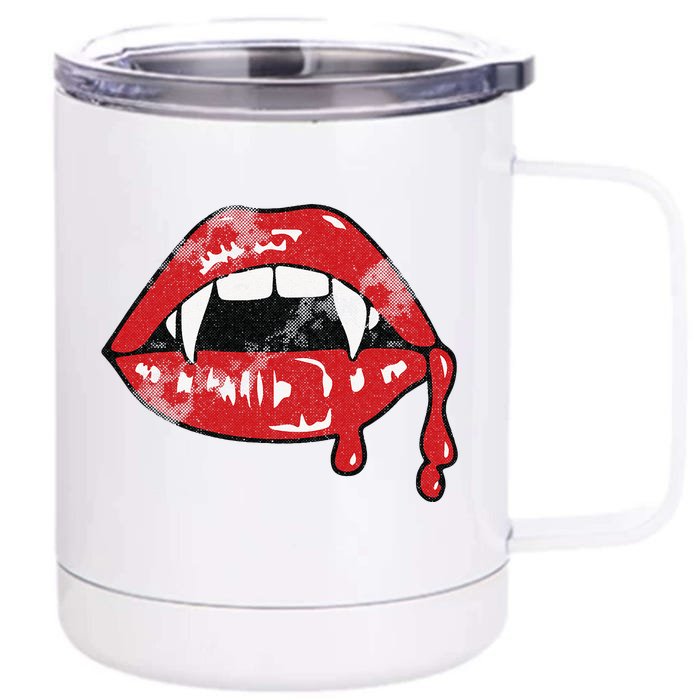 Vampire Lips Lazy Halloween Costume Blood Fangs Front & Back 12oz Stainless Steel Tumbler Cup