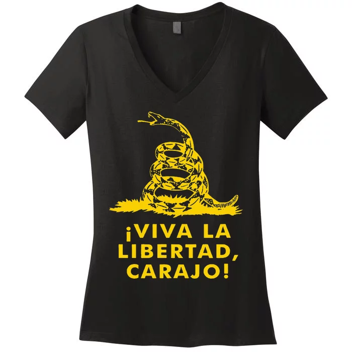 Viva La Libertad Carajo Milei Libertarian Ancap Liberty Women's V-Neck T-Shirt