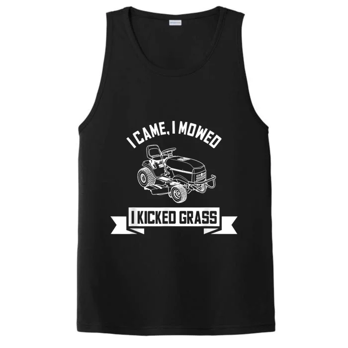 Vintage Lawn Mowing Funny Landscaping Mowologist Performance Tank