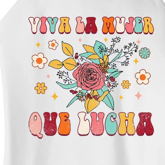 Viva La Mujer Que Lucha Latina Power Feminist Mexican Groovy Women’s Perfect Tri Rocker Tank