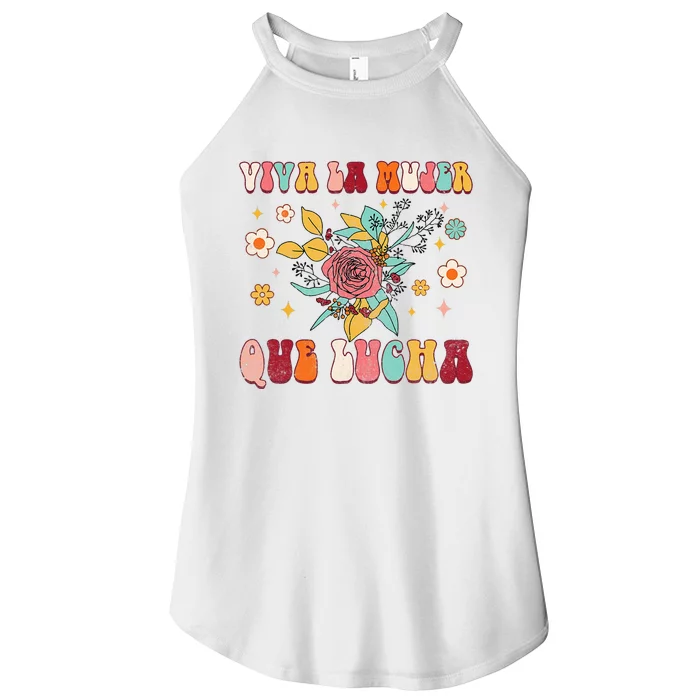 Viva La Mujer Que Lucha Latina Power Feminist Mexican Groovy Women’s Perfect Tri Rocker Tank