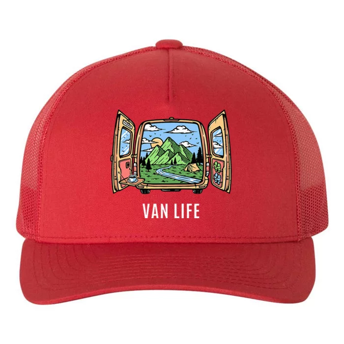 Van Life Mountain Scene Camper Hiker And Nomad Travelers Yupoong Adult 5-Panel Trucker Hat