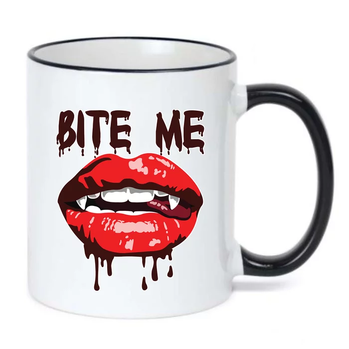 Vampire Lips Mouth Halloween Bite Me Scary Funny Gift Black Color Changing Mug