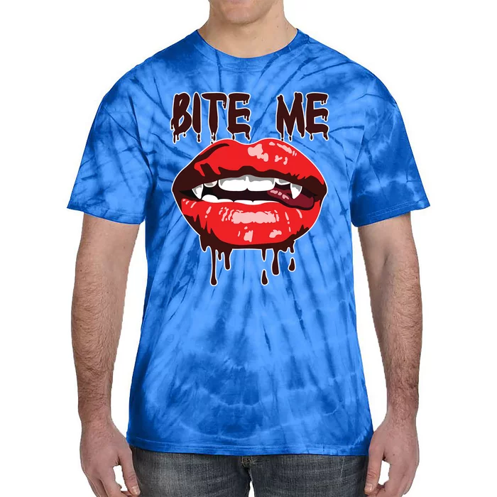 Vampire Lips Mouth Halloween Bite Me Scary Funny Gift Tie-Dye T-Shirt