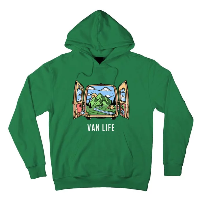 Van Life Mountain Scene Camper Hiker And Nomad Travelers Tall Hoodie