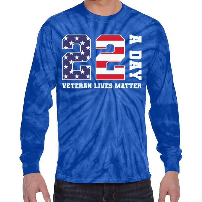 Veteran Lives Matter 22 Soldier Patriotic Gift Tie-Dye Long Sleeve Shirt