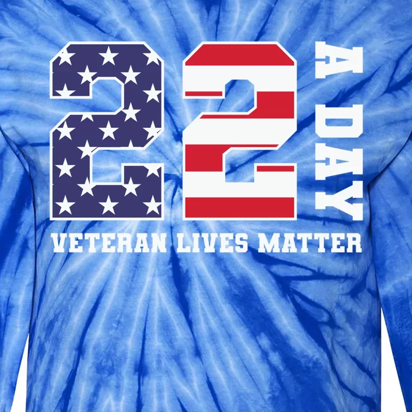 Veteran Lives Matter 22 Soldier Patriotic Gift Tie-Dye Long Sleeve Shirt