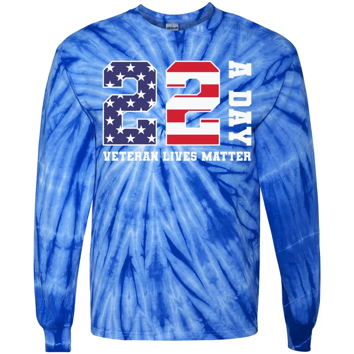 Veteran Lives Matter 22 Soldier Patriotic Gift Tie-Dye Long Sleeve Shirt