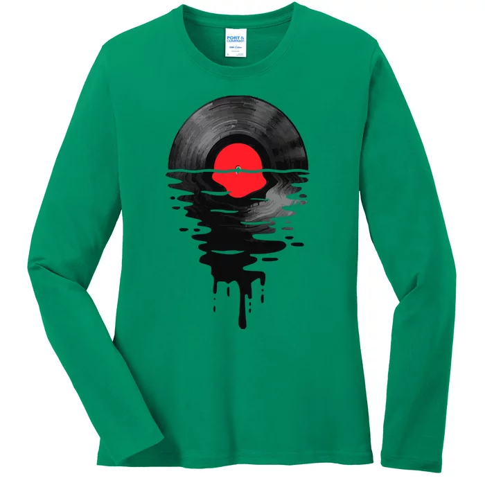 Vinyl LP Music Record Sunset Red Ladies Long Sleeve Shirt