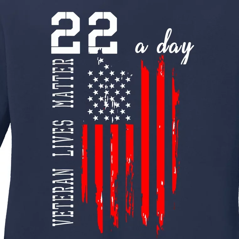 Veteran Lives Matter Suicide Awareness PTSD Veteran 22 Day Ladies Long Sleeve Shirt