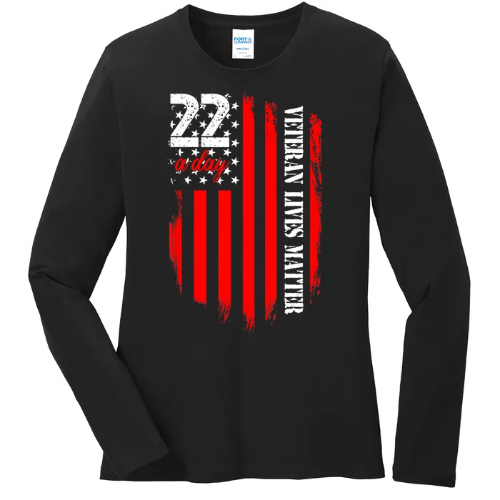 Veteran Lives Matter Suicide Awareness Ptsd Veteran 22 Day Ladies Long Sleeve Shirt