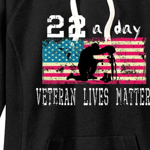 Veteran Lives Matter Suicide Awareness Ptsd Veteran 22 A Day Gift Women's Fleece Hoodie