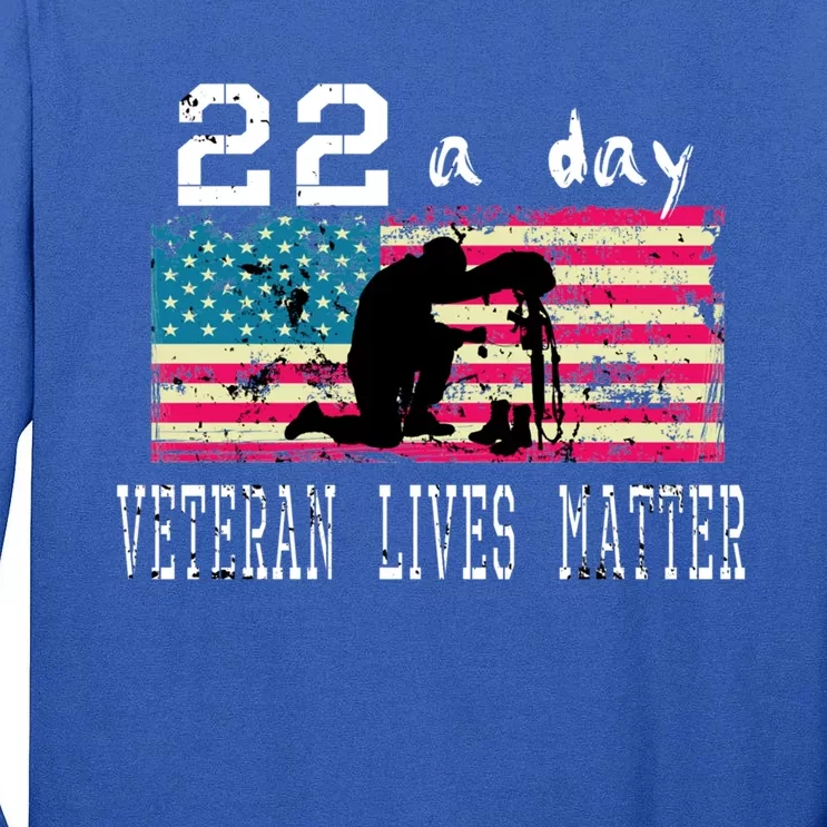 Veteran Lives Matter Suicide Awareness Ptsd Veteran 22 A Day Gift Tall Long Sleeve T-Shirt