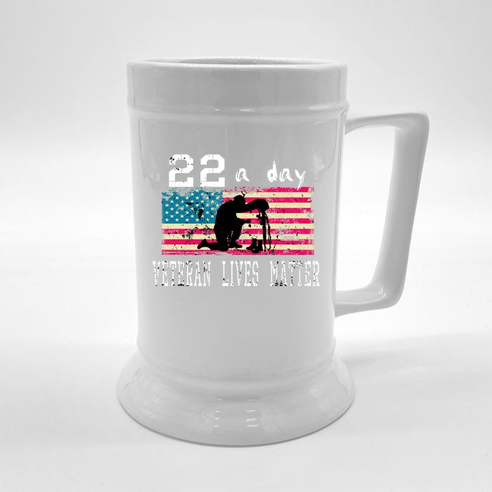 Veteran Lives Matter Suicide Awareness Ptsd Veteran 22 A Day Gift Front & Back Beer Stein