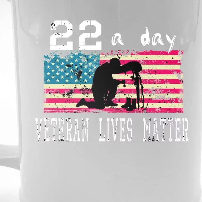 Veteran Lives Matter Suicide Awareness Ptsd Veteran 22 A Day Gift Front & Back Beer Stein