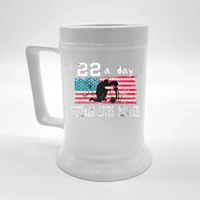 Veteran Lives Matter Suicide Awareness Ptsd Veteran 22 A Day Gift Front & Back Beer Stein