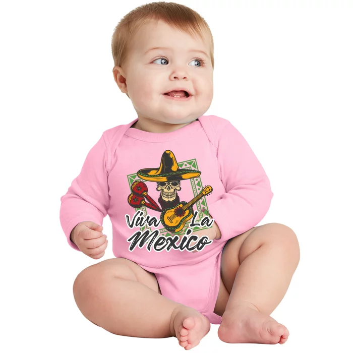 Viva La Mexico Baby Long Sleeve Bodysuit