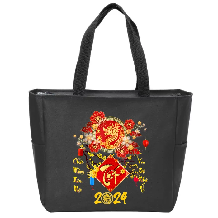 Vietnamese Lunar New Year 2024 Tet Viet Chuc Mung Nam Moi Zip Tote Bag