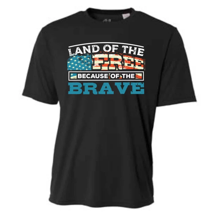 Vintage Land Of The Free Because Of The Brave Gift Cooling Performance Crew T-Shirt