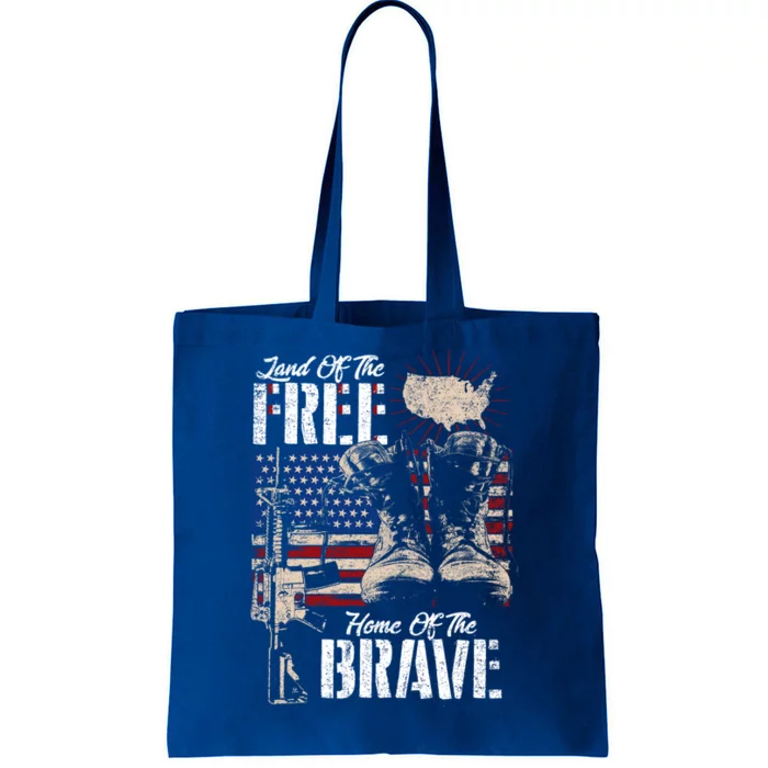 Vintage Land Of The Free Home Of The Brave U S Army Veteran Gift Tote Bag